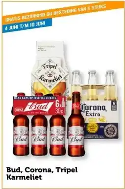 Coop Bud, Corona, Tripel Karmeliet aanbieding