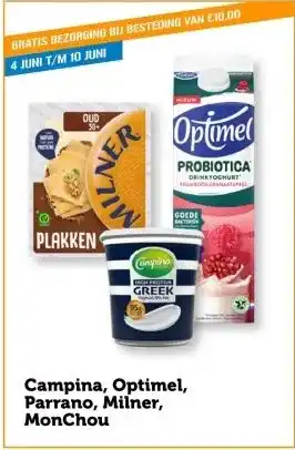 Coop Campina, Optimel, Parrano, Milner, MonChou aanbieding