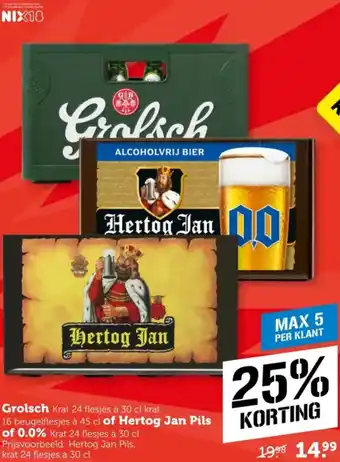 Coop Grolsch of Hertog Jan Pils of 0.0% aanbieding