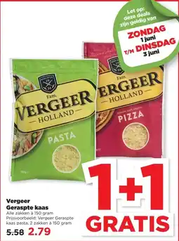 PLUS Vergeer Geraspte kaas aanbieding