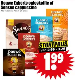 Dirk Douwe Egberts oploskoffie of Senseo cappuccino aanbieding