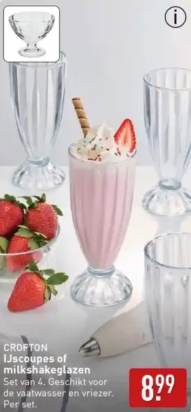ALDI CROFTON IJscoupes of milkshakeglazen aanbieding