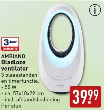ALDI AMBIANO Bladloze ventilator aanbieding