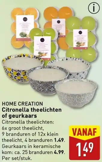 ALDI HOME CREATION Citronella theelichten of geurkaars aanbieding