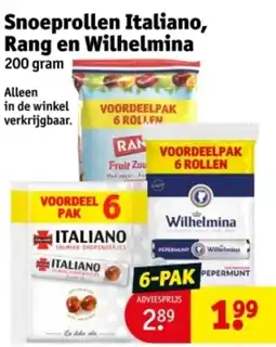 Kruidvat Snoeprollen Italiano, Rang en Wilhelmina aanbieding