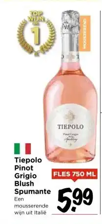 Vomar Voordeelmarkt Tiepolo Pinot Grigio Blush Spumante aanbieding