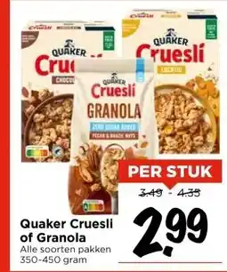 Vomar Voordeelmarkt Quaker Cruesli of Granola aanbieding