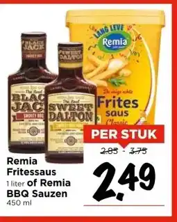 Vomar Voordeelmarkt Remia Fritessaus 1 liter of Remia BBQ Sauzen 450 ml aanbieding