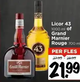 Vomar Voordeelmarkt Licor 43 1000 ml of Grand Marnier Rouge 700 ml aanbieding