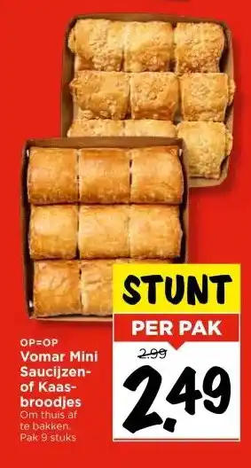 Vomar Voordeelmarkt Vomar Mini Saucijzen- of Kaas- broodjes aanbieding