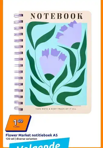 Action Flower Market notitieboek A5 aanbieding