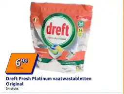Action Dreft Fresh Platinum vaatwastabletten Original aanbieding