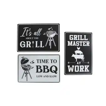 Marskramer Wandbord BBQ/Grill 3 assorti metaal 20x30x0,02cm aanbieding