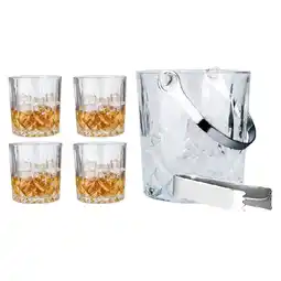Marskramer Whiskey set glas met 4 glazen, ijsemmer en ijstang aanbieding
