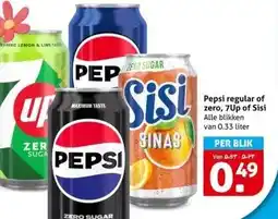 Hoogvliet Pepsi regular of zero, 7Up of Sisi aanbieding