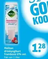 Hoogvliet Melkan drinkyoghurt framboos 0% vet aanbieding