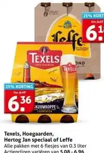 Hoogvliet Texels, Hoegaarden, Hertog Jan speciaal of Leffe aanbieding