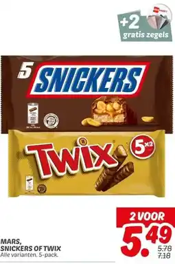 Dekamarkt MARS, SNICKERS OF TWIX aanbieding