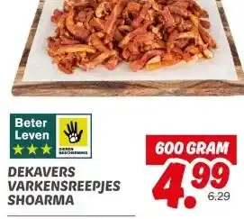 Dekamarkt DEKAVERS VARKENSREEPJES SHOARMA aanbieding