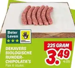 Dekamarkt DEKAVERS BIOLOGISCHE RUNDER-CHIPOLATA'S aanbieding