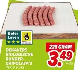 Dekamarkt DEKAVERS BIOLOGISCHE RUNDER-CHIPOLATA'S aanbieding