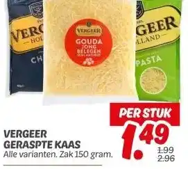 Dekamarkt VERGEER GERASPTE KAAS aanbieding