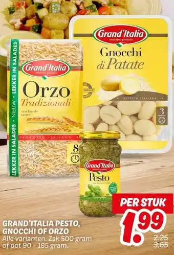 Dekamarkt GRAND'ITALIA PESTO, GNOCCHI OF ORZO aanbieding