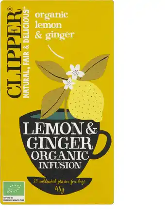 Amazon Clipper Lemon & Ginger Organic Infusion 20 stuks 4 x 45 g aanbieding