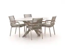 Kees Smit Bellagio Marudo/Furato ellips 200cm dining tuinset 5-delig stapelbaar aanbieding
