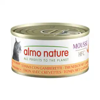Zooplus 6x70g Almo Nature HFC Cat Mousse tonijn met garnalen natvoer voor katten aanbieding