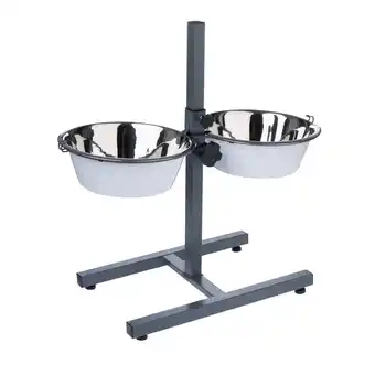 Zooplus TIAKI dubbele voerbak met verstelbare standaard 2x4280ml, 29cm hondenbak aanbieding