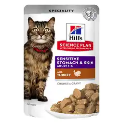 Zooplus 48x 85g Hill's Science Plan Adult Kat Gevoelige Maag & Huid Adult Kalkoen natvoer voor katten aanbieding