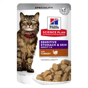 Zooplus 48x 85g Hill's Science Plan Adult Kat Gevoelige Maag & Huid Adult Kalkoen natvoer voor katten aanbieding