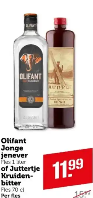 Coop Olifant Jonge jenever of Juttertje Kruidenbitter aanbieding