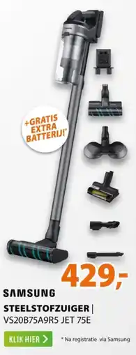 Expert Samsung steelstofzuiger VS20B75A9R5 JET 75E aanbieding