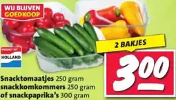 Nettorama Snacktomaatjes, snackkomkommers of snackpaprika's aanbieding