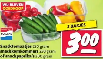 Nettorama Snacktomaatjes, snackkomkommers of snackpaprika's aanbieding