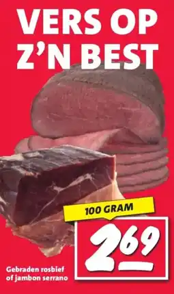 Nettorama Gebraden rosbief of jambon serrano aanbieding