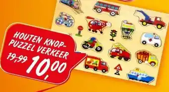 Boekenvoordeel HOUTEN KNOP- PUZZEL VERKEER aanbieding