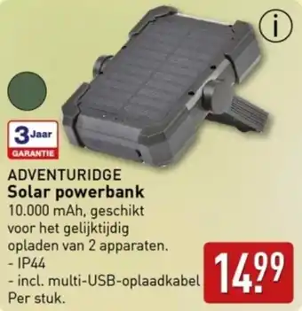 ALDI ADVENTURIDGE Solar powerbank aanbieding