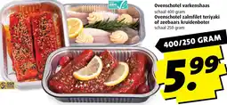 Boni Ovenschotel varkenshaas, Ovenschotel zalmfilet teriyaki of zeebaars kruidenboter aanbieding