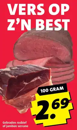 Boni Gebraden rosbief of jambon serrano aanbieding