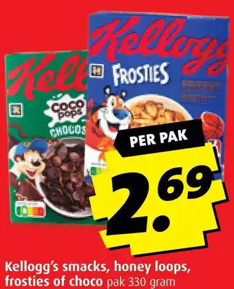 Boni Kellogg's smacks, honey loops, frosties of choco aanbieding