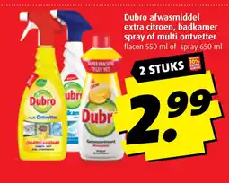 Boni Dubro afwasmiddel extra citroen, badkamer spray of multi ontvetter aanbieding