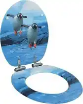Bol.com vidaXL - Toiletbril - met - soft-close - deksel - pinguïn - MDF aanbieding