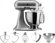 Bol.com KitchenAid keukenmachine - Artisan - Keukenrobot met 7 accessoires - 300 W - 48 L - Contour Zilver aanbieding