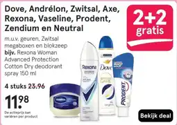 Etos Dove, Andrélon, Zwitsal, Axe, Rexona, Vaseline, Prodent, Zendium en Neutral aanbieding