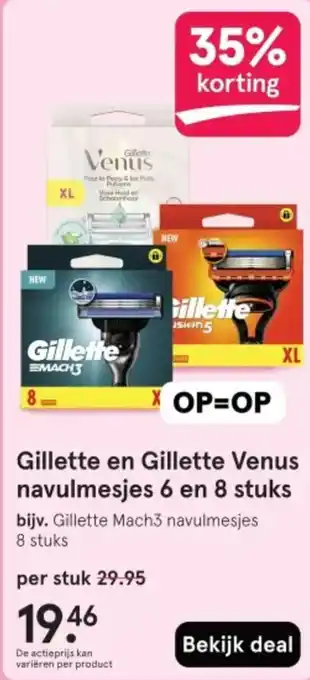 Etos Gillette en Gillette Venus navulmesjes 6 en 8 stuks aanbieding