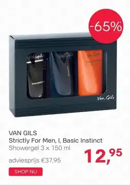 Pour Vous VAN GILS Strictly For Men, I, Basic Instinct Showergel 3 x 150 ml aanbieding