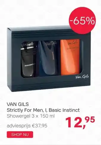 Pour Vous VAN GILS Strictly For Men, I, Basic Instinct Showergel 3 x 150 ml aanbieding